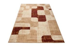 Teppich Dream Kurzflor Beige Creme Braun Retro Vierecke