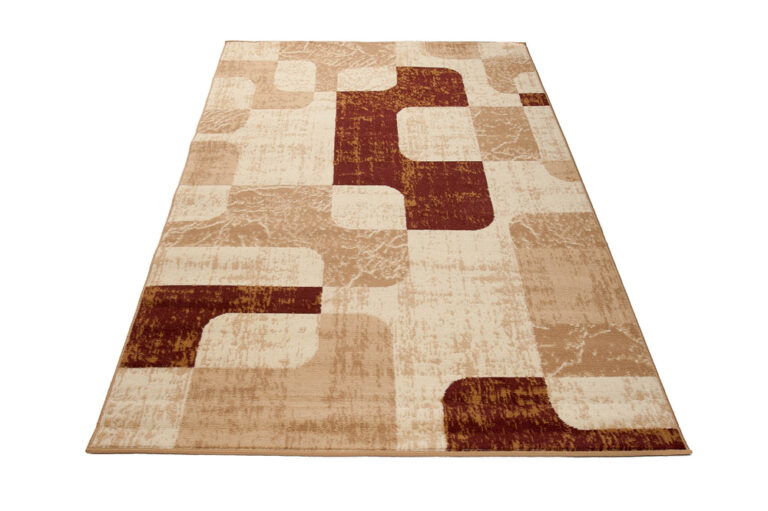 Teppich Dream Kurzflor Beige Creme Braun Retro Vierecke