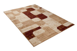 Teppich Dream Kurzflor Beige Creme Braun Retro Vierecke