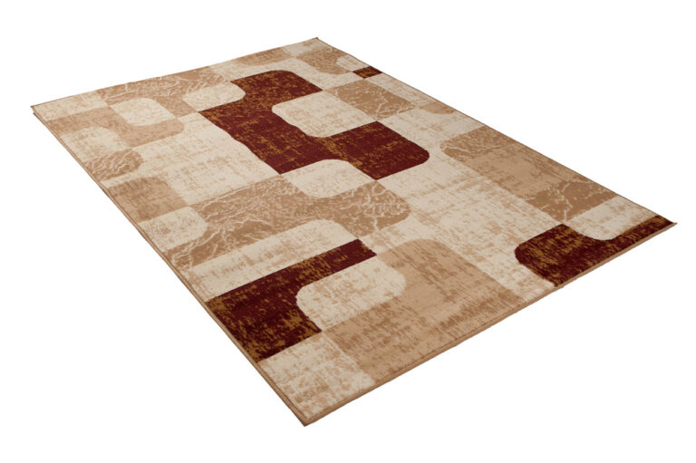 Teppich Dream Kurzflor Beige Creme Braun Retro Vierecke