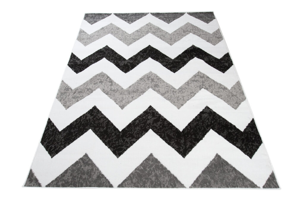 Teppich Maya Grau Schwarz Geometrisch Zigzags