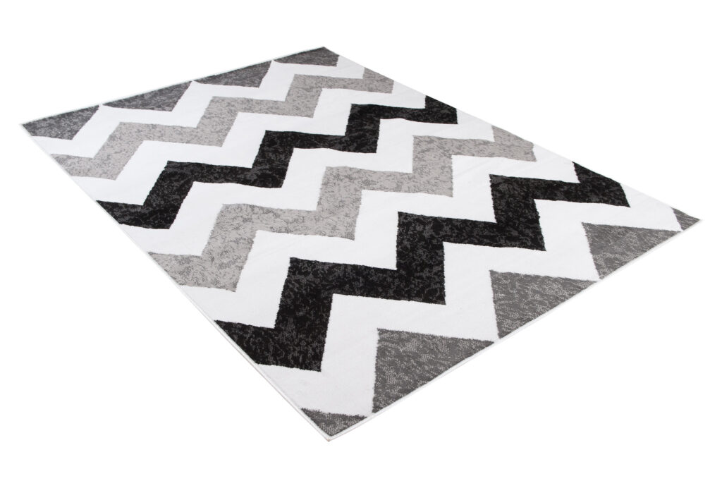 Teppich Maya Grau Schwarz Geometrisch Zigzags