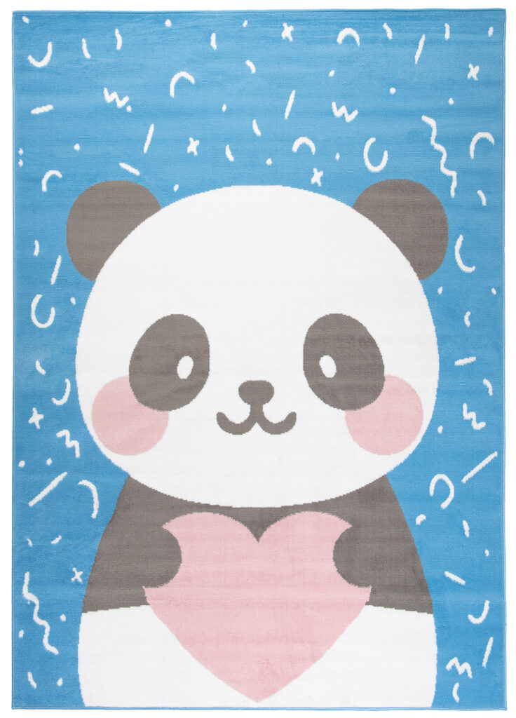 Teppich Jolly Kurzflor Kinderteppich Spielmatte Blau Grau Rosa Panda
