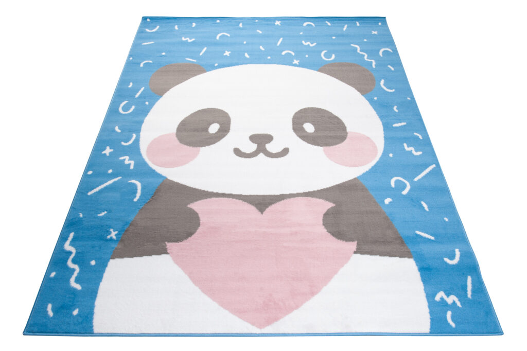 Teppich Jolly Kurzflor Kinderteppich Spielmatte Blau Grau Rosa Panda