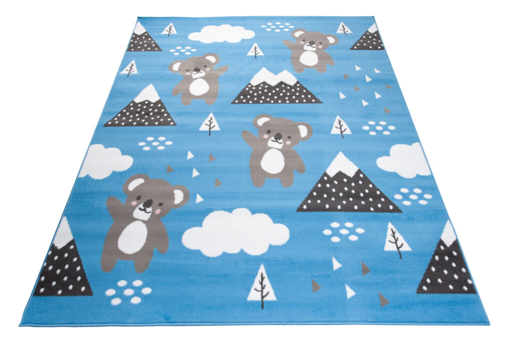 Teppich Jolly Kurzflor Kinderteppich Spielmatte Blau Grau Koalabär
