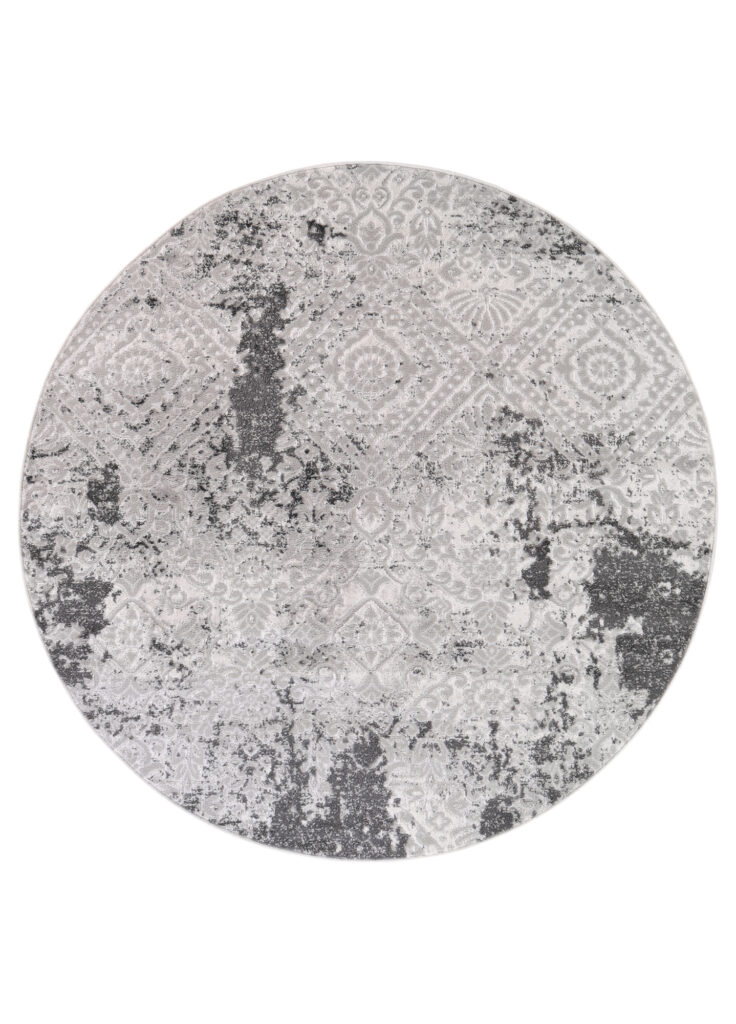 Teppich Sky Rund Grau Creme Vintage Ornamente