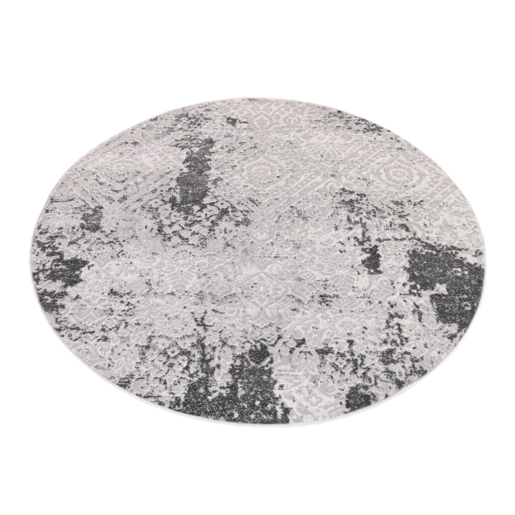Teppich Sky Rund Grau Creme Vintage Ornamente