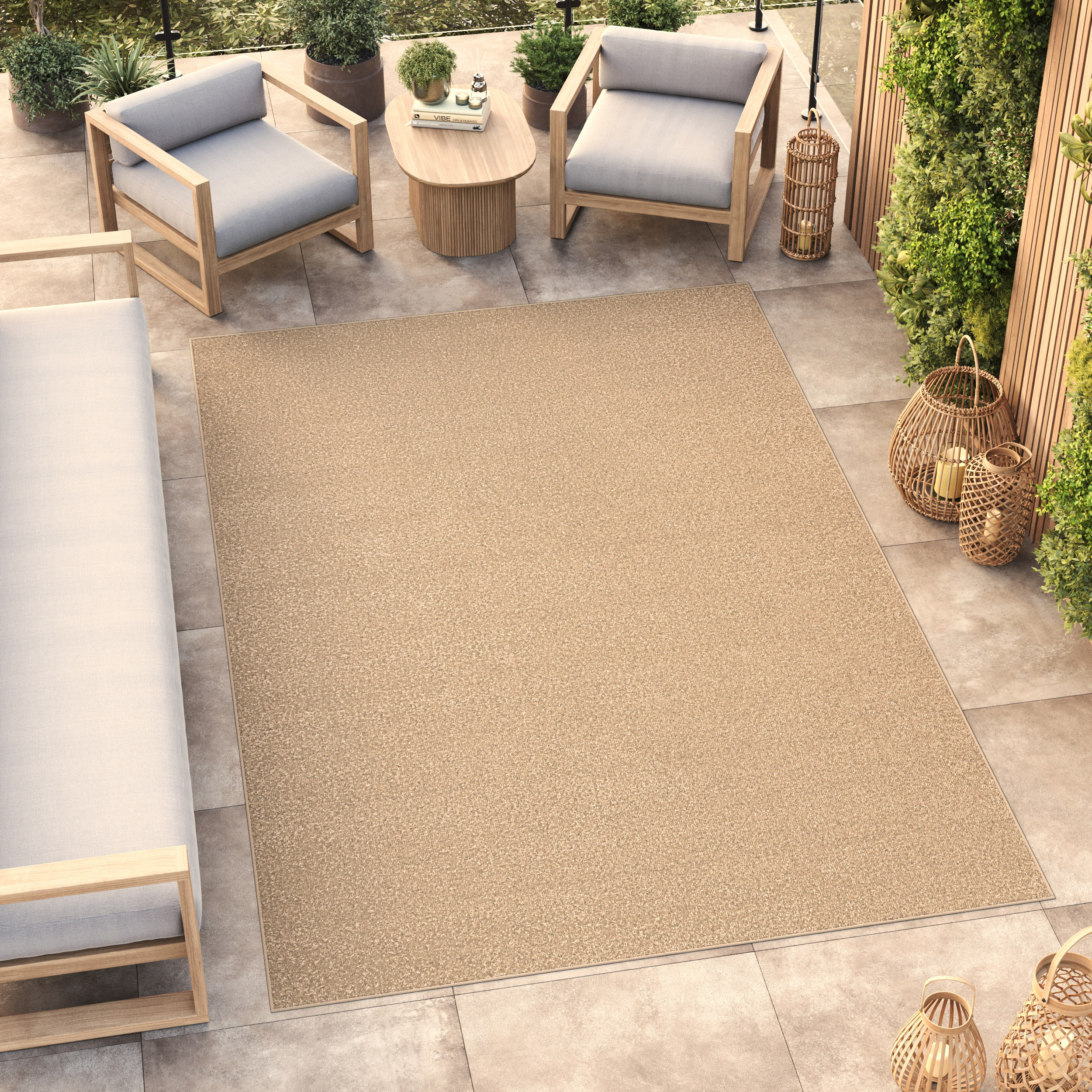 Teppich Mono Indoor Outdoor Beige