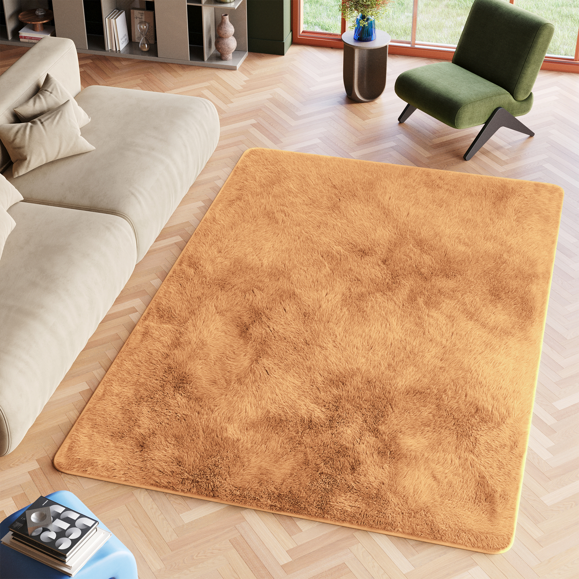 Teppich Silk Beige Rutschfest Shaggy