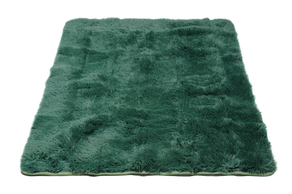 Teppich Silk Dunkel Grün Rutschfest Shaggy