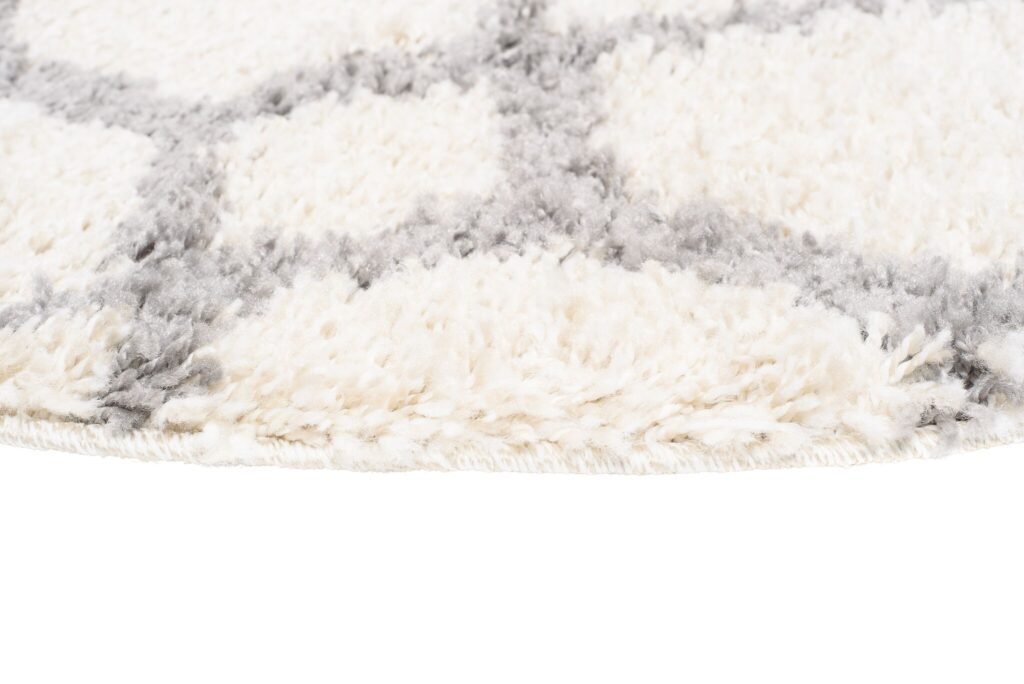 Teppich Boho Rund Creme Geometrisch Shaggy