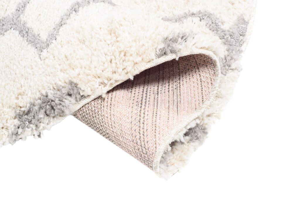 Teppich Boho Rund Creme Geometrisch Shaggy