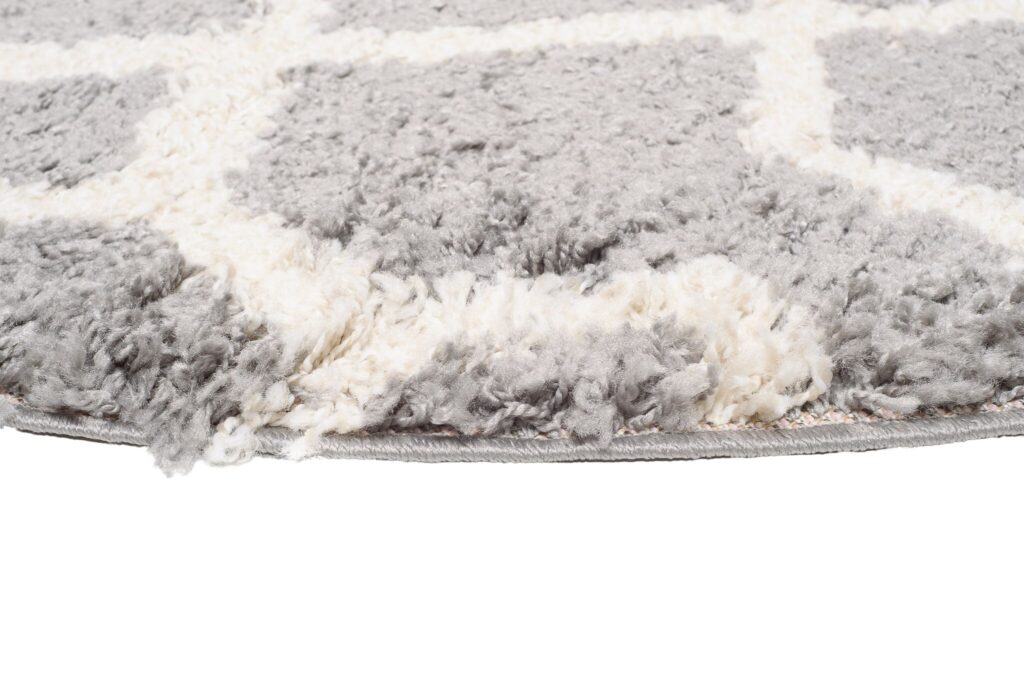 Teppich Boho Rund Grau Geometrisch Shaggy