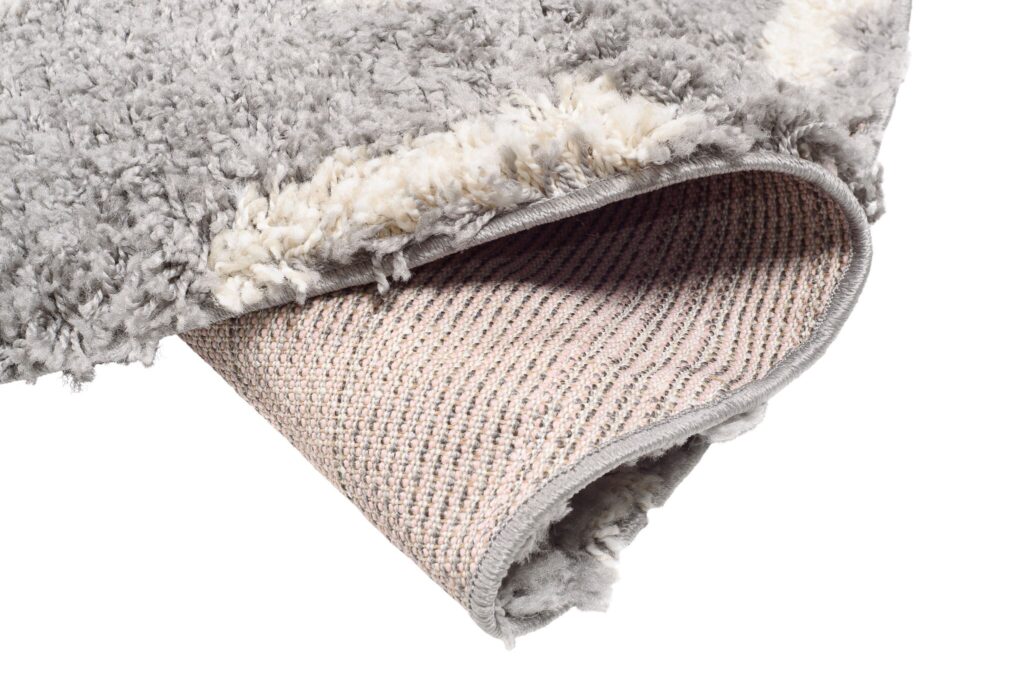 Teppich Boho Rund Grau Geometrisch Shaggy