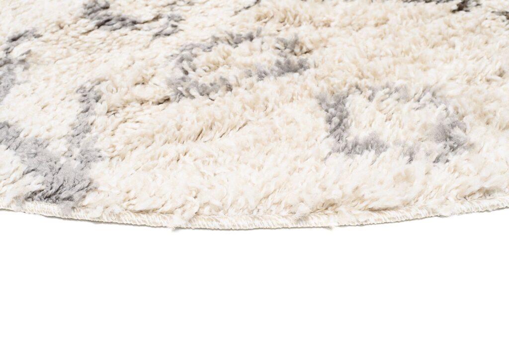 Teppich Boho Rund Creme Ethno Shaggy