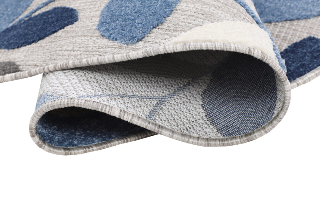 Outdoorteppich Patio Rund Grau Blau Blätter