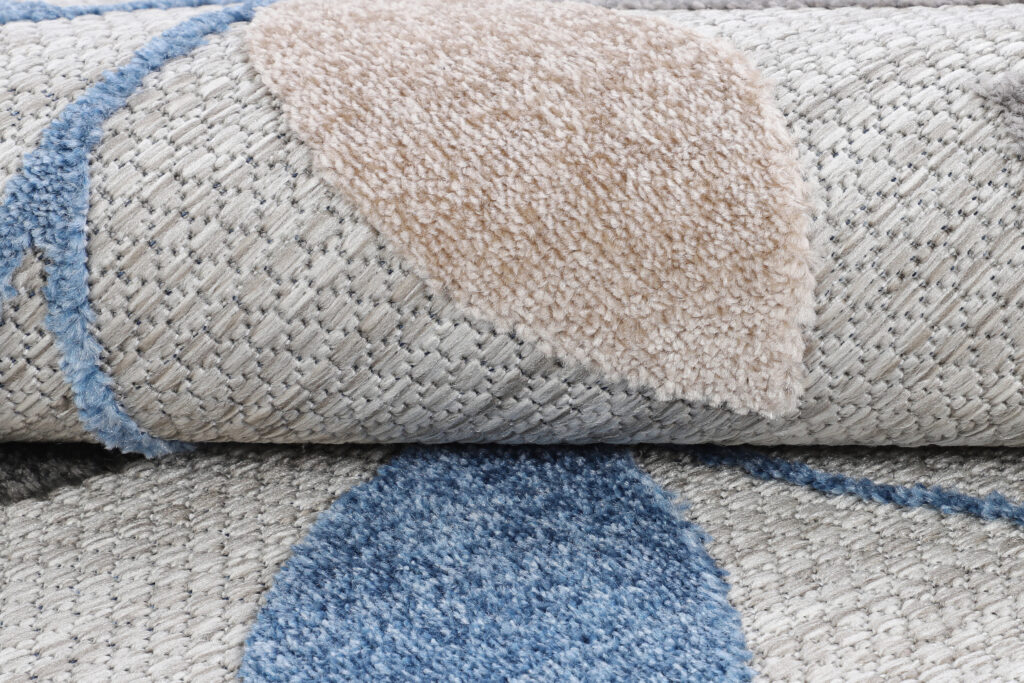 Outdoorteppich Patio Rund Grau Blau Blätter