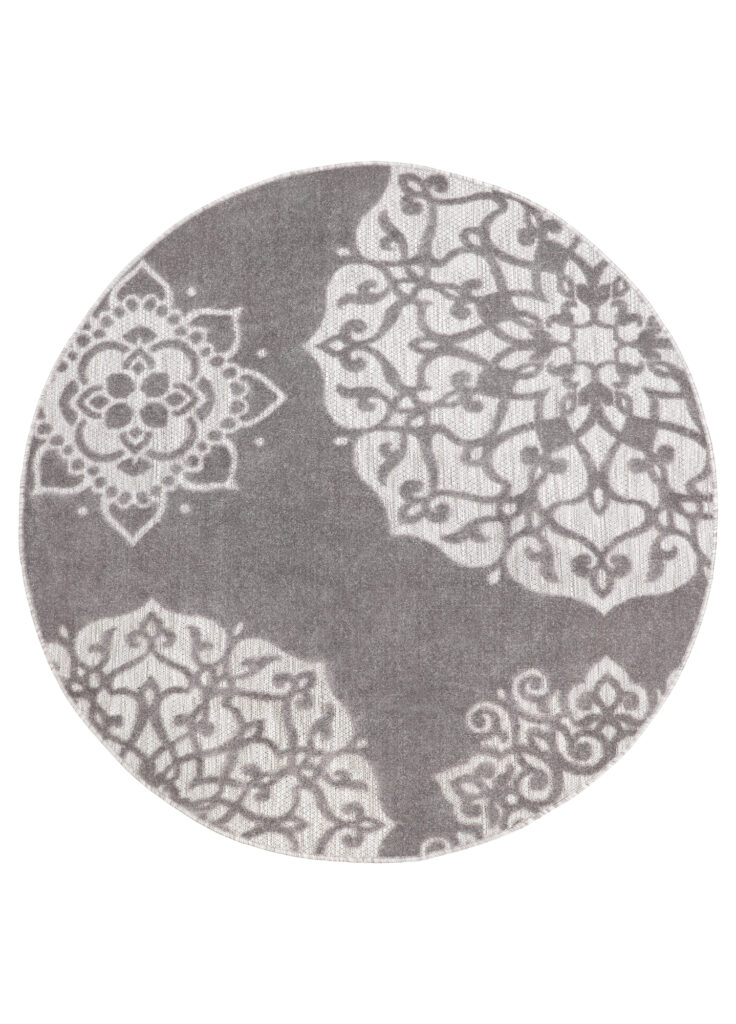 Outdoorteppich Patio Rund Grau Ornament