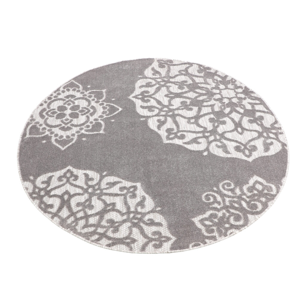 Outdoorteppich Patio Rund Grau Ornament