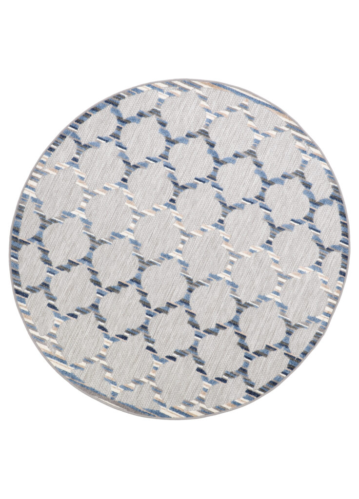 Outdoorteppich Patio Rund Blau Trellis