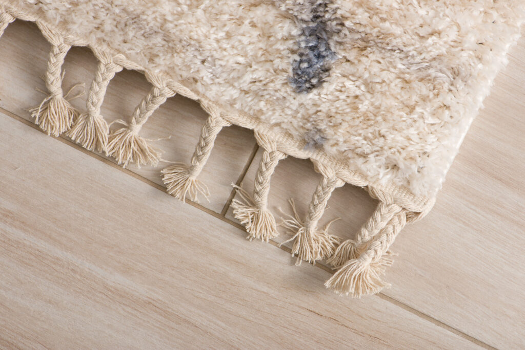 Teppich Versay Creme Grau Zick-Zack mit Fransen