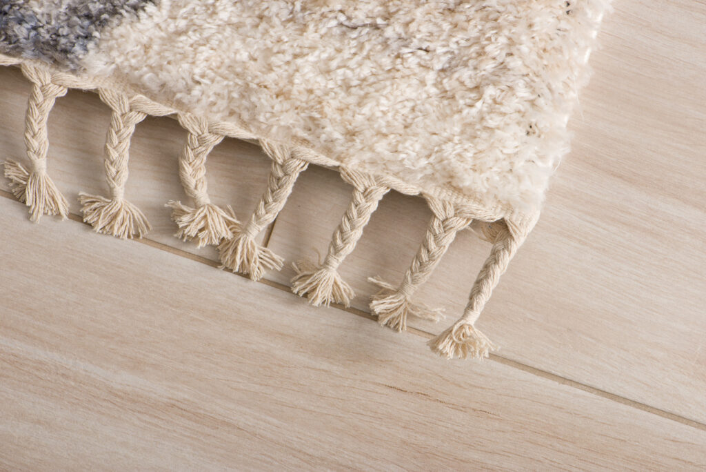 Teppich Versay Creme Grau Kariert mit Fransen