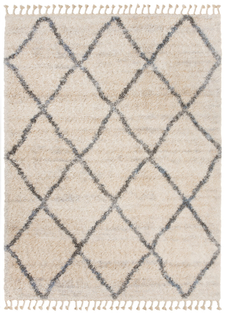 Teppich Versay Creme Grau Kariert mit Fransen