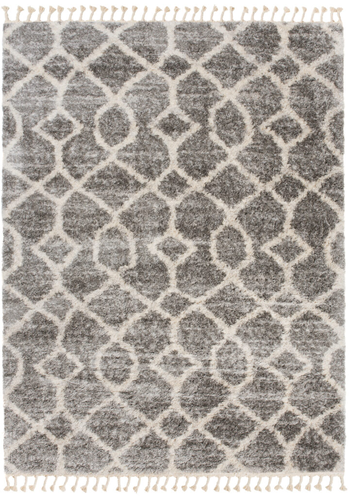 Teppich Versay Grau Creme Geometrische mit Fransen
