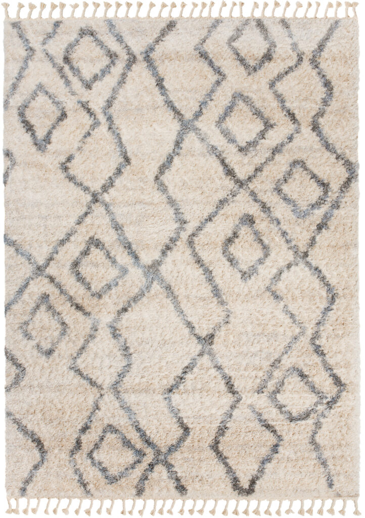 Teppich Versay Creme Grau Zick-Zack mit Fransen