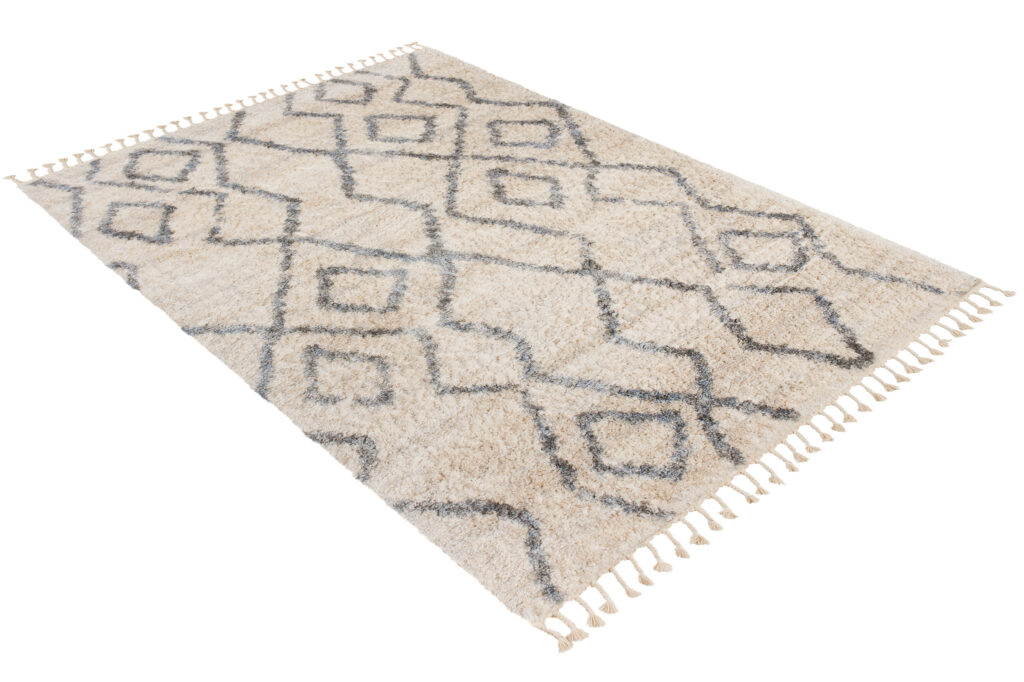 Teppich Versay Creme Grau Zick-Zack mit Fransen