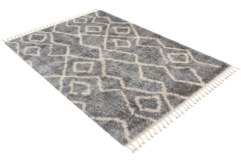 Teppich Versay Dunkelgrau Creme Zick-Zack mit Fransen