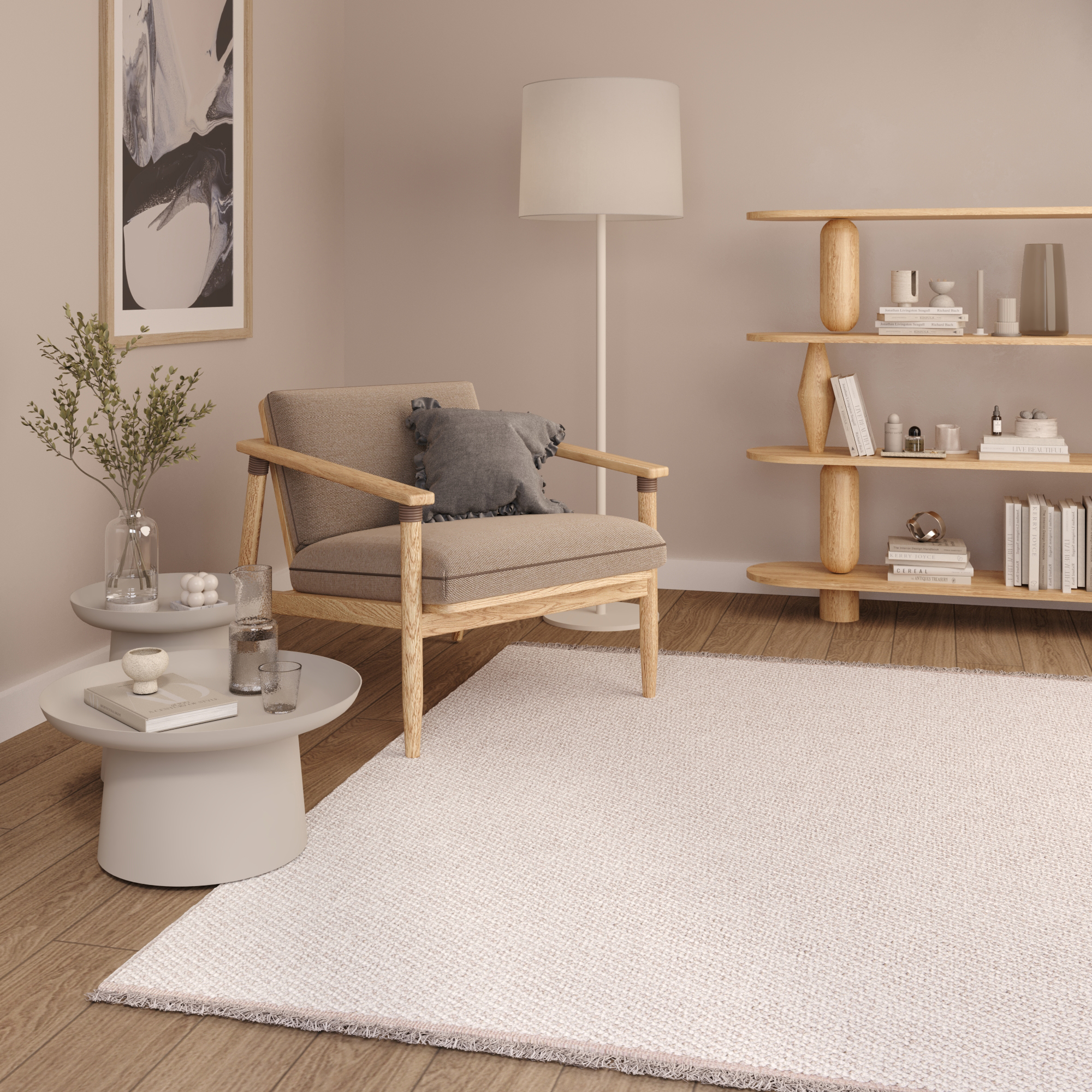 Teppich Agra Beige Modern mit Fransen