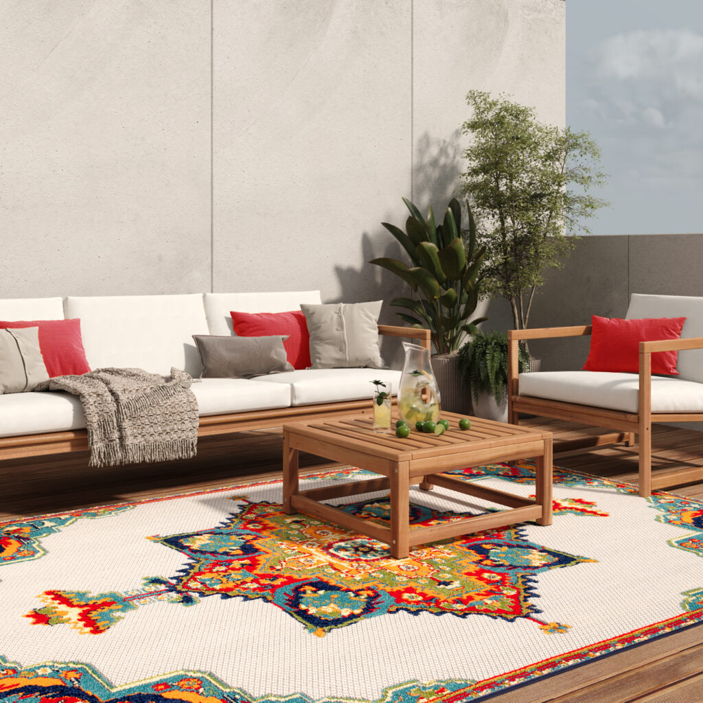 Teppich Outdoor Patio Mehrfarbig Vintage