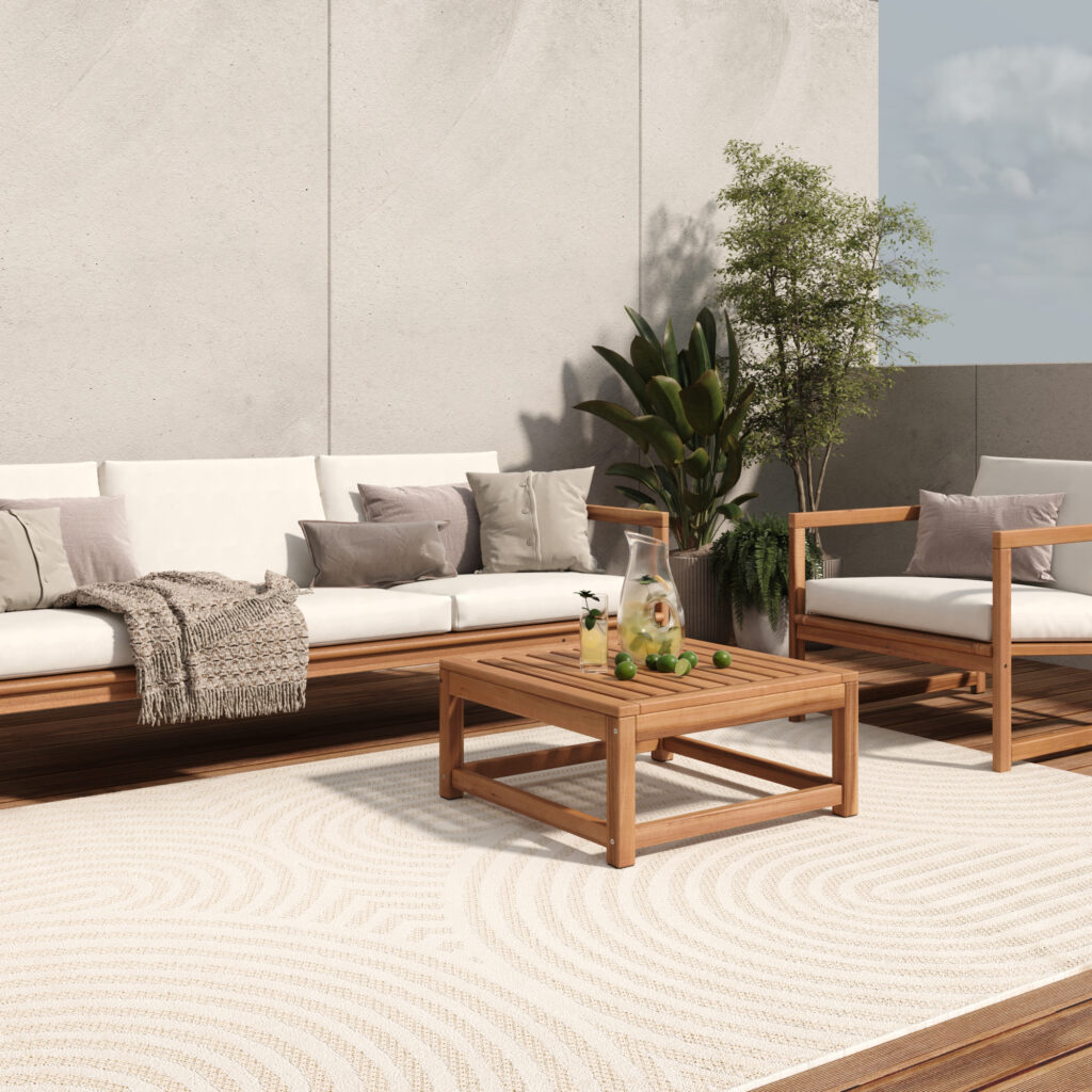 Teppich Outdoor Patio Creme Modern