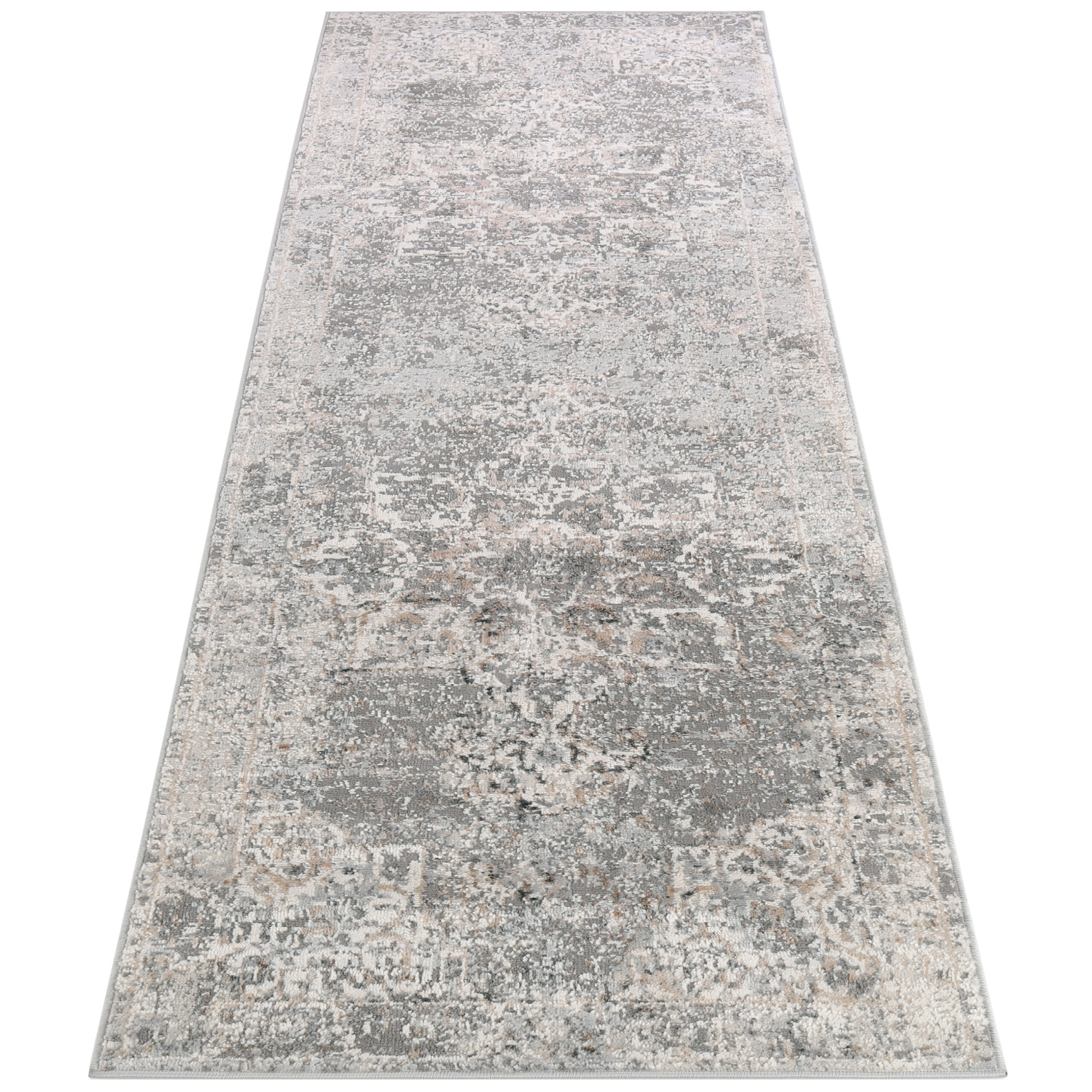 Teppichläufer Valley Dunkelgrau Blumen Rosette