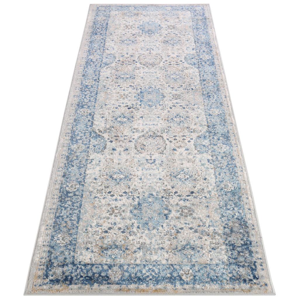 Teppichläufer Valley Grau Blau Ornamente Vintage