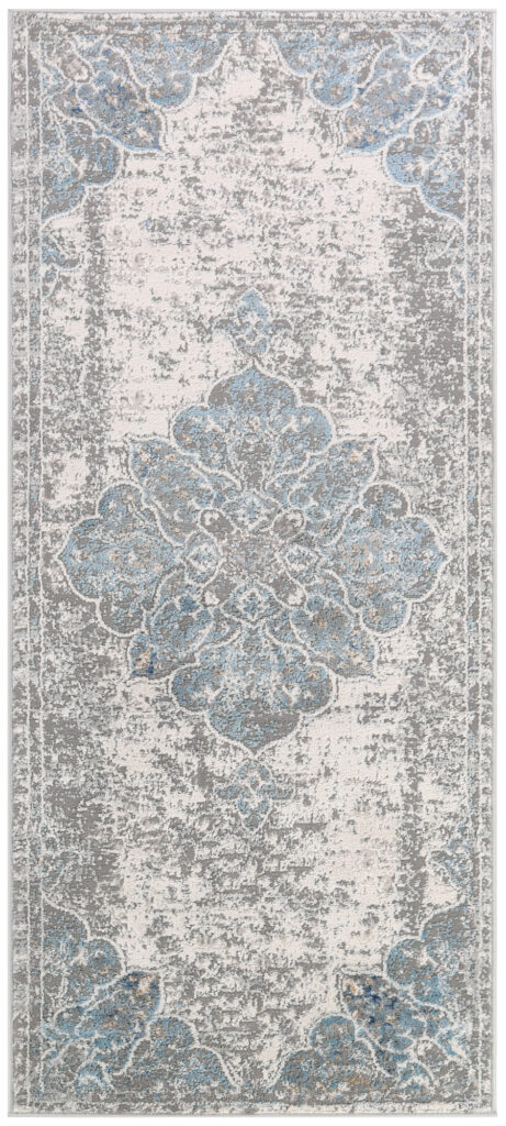 Teppichläufer Valley Grau Blau Vintage Blumen