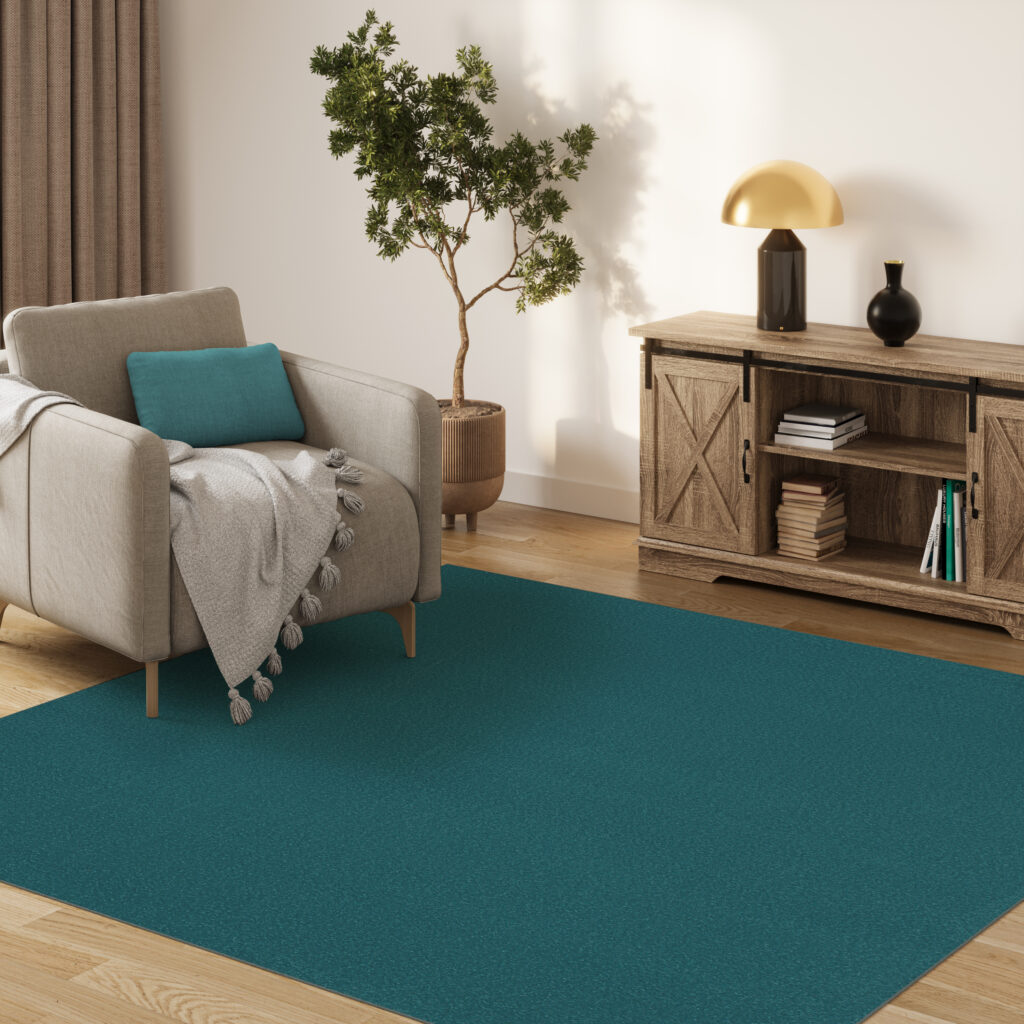 Teppich Mono Quadrat Indoor Outdoor Blau