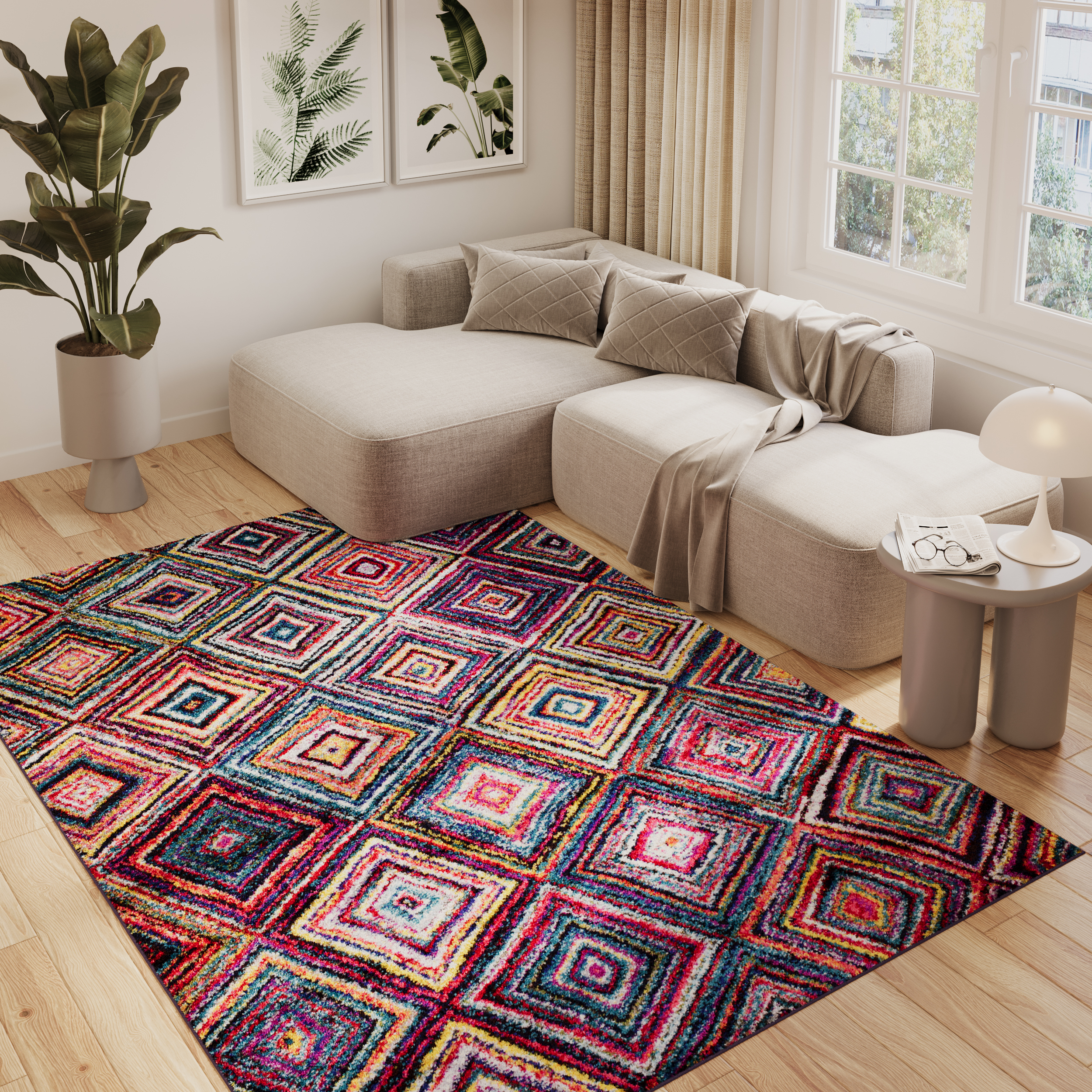 Teppich Salsa Mehrfarbig Abstrakt Rauten