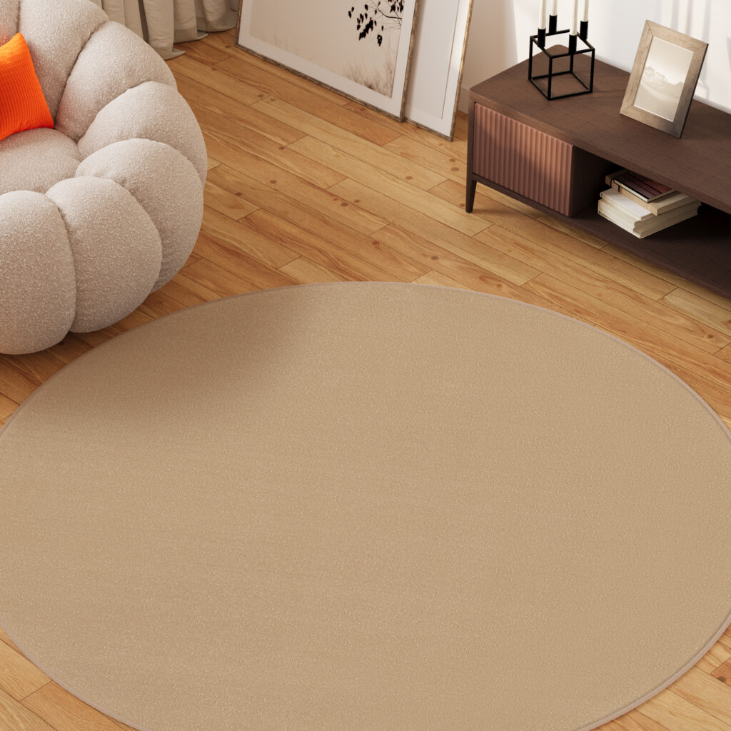 Teppich Mono Rund Indoor Outdoor Beige