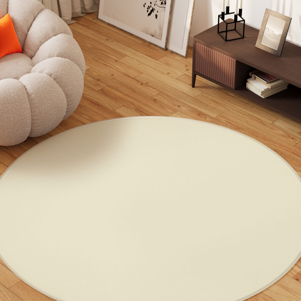 Teppich Mono Rund Indoor Outdoor Creme