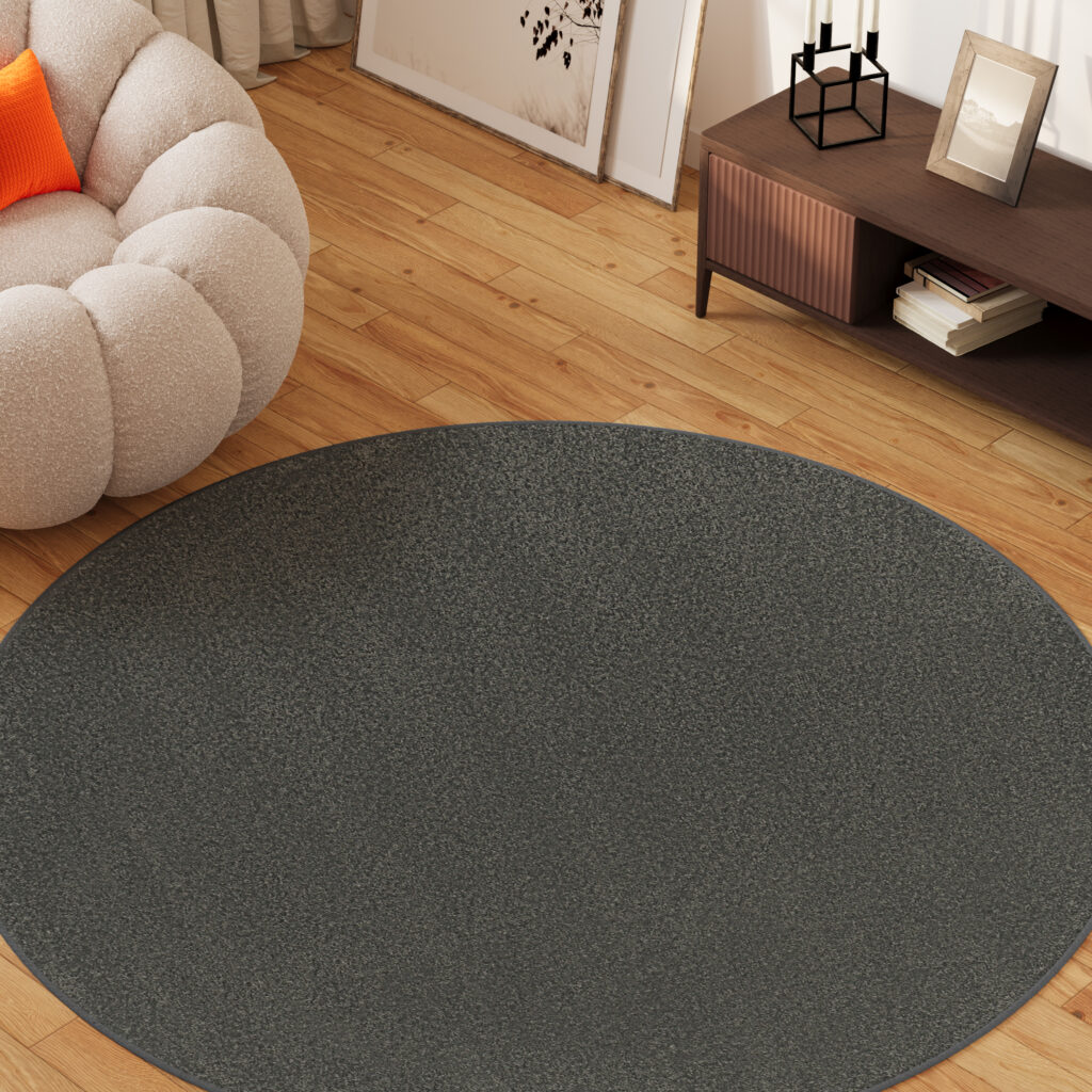 Teppich Mono Rund Indoor Outdoor Dunkel Grau