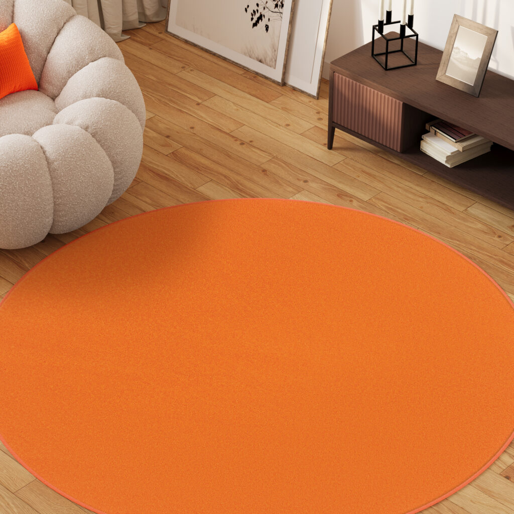 Teppich Mono Rund Indoor Outdoor Orange