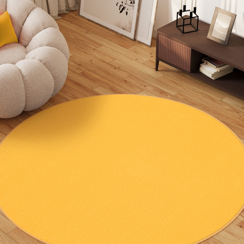 Teppich Mono Rund Indoor Outdoor Gelb