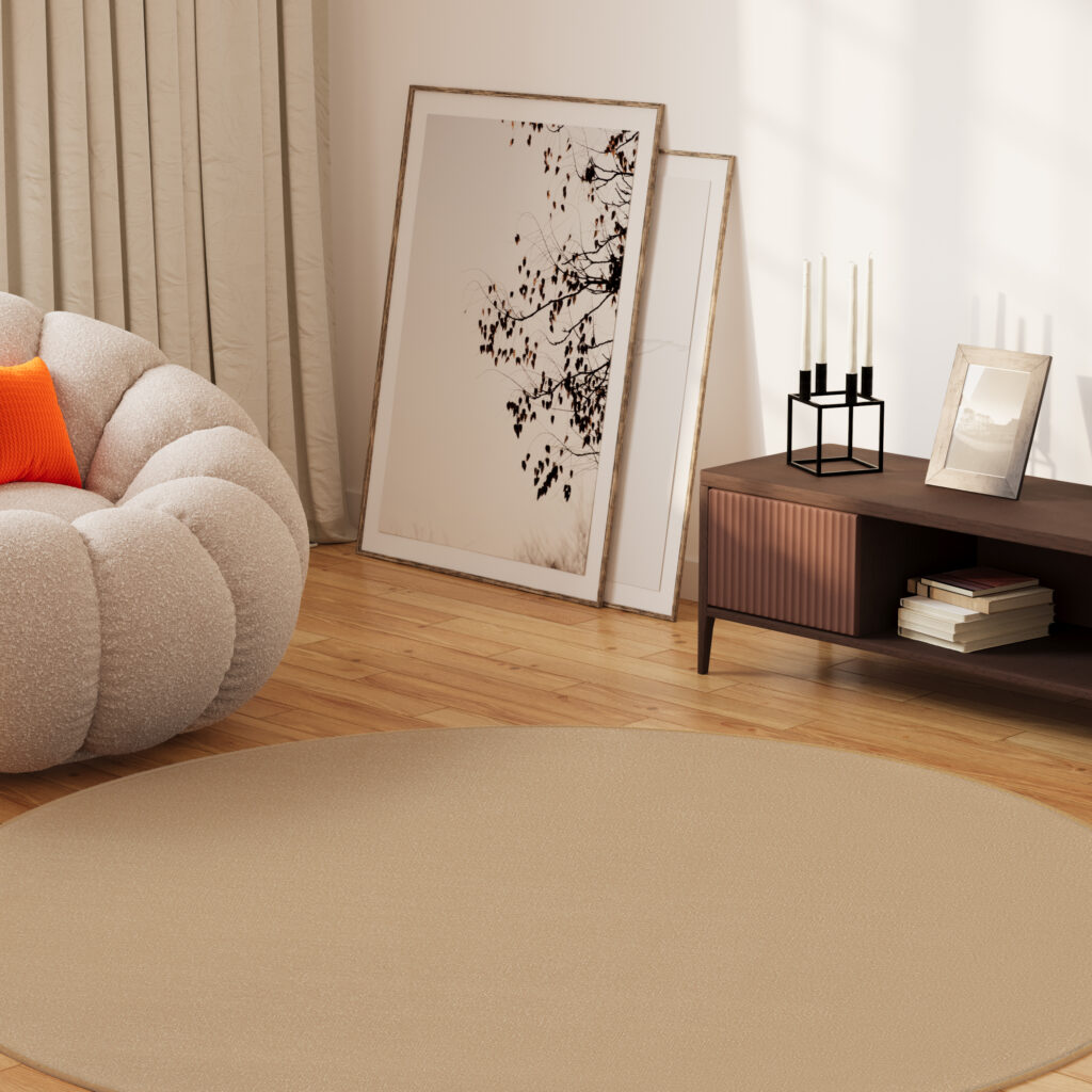 Teppich Mono Rund Indoor Outdoor Beige