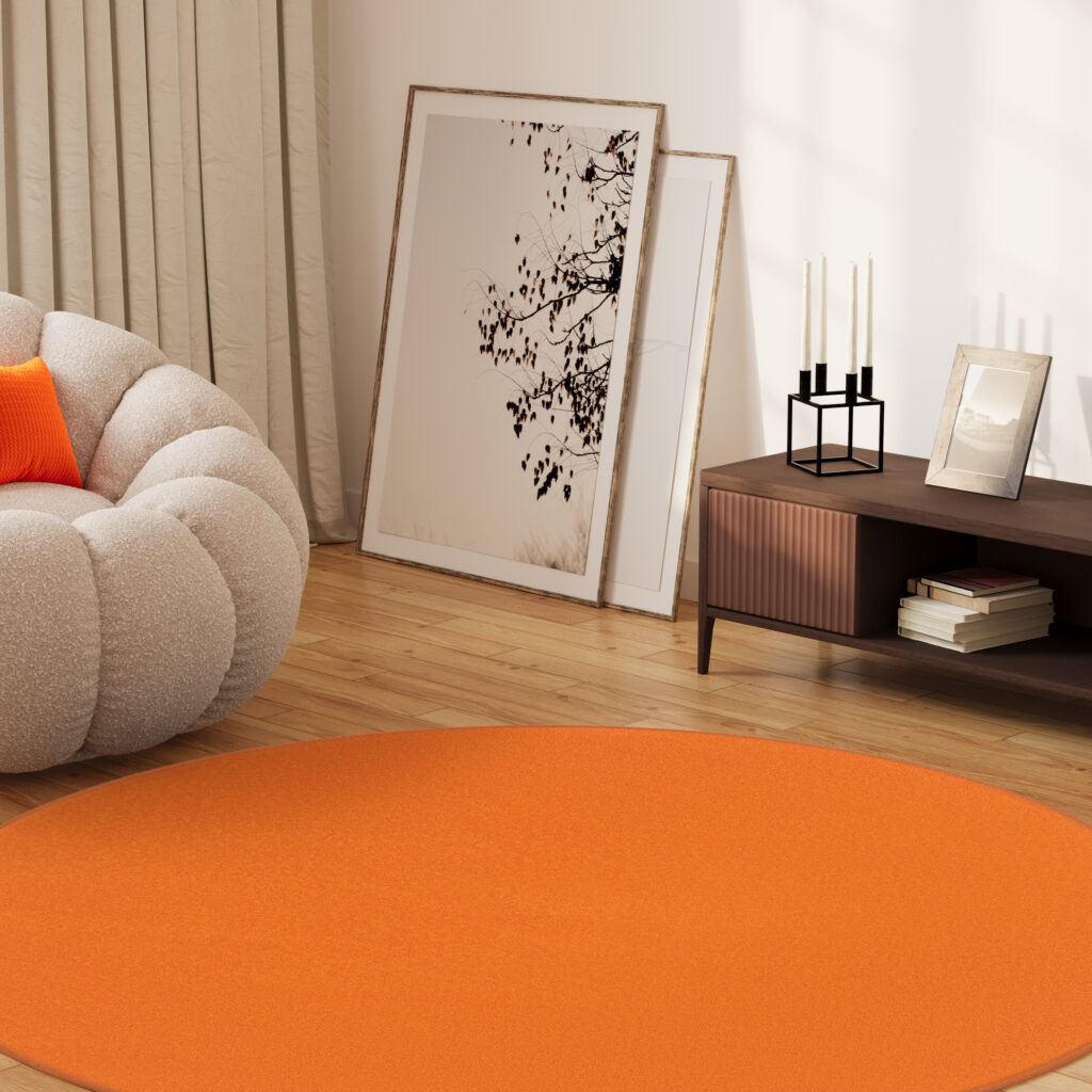 Teppich Mono Rund Indoor Outdoor Orange