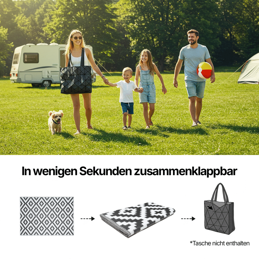 Teppich Ibiza Outdoor Beidseitig Wasserdicht Schwarz Weiß