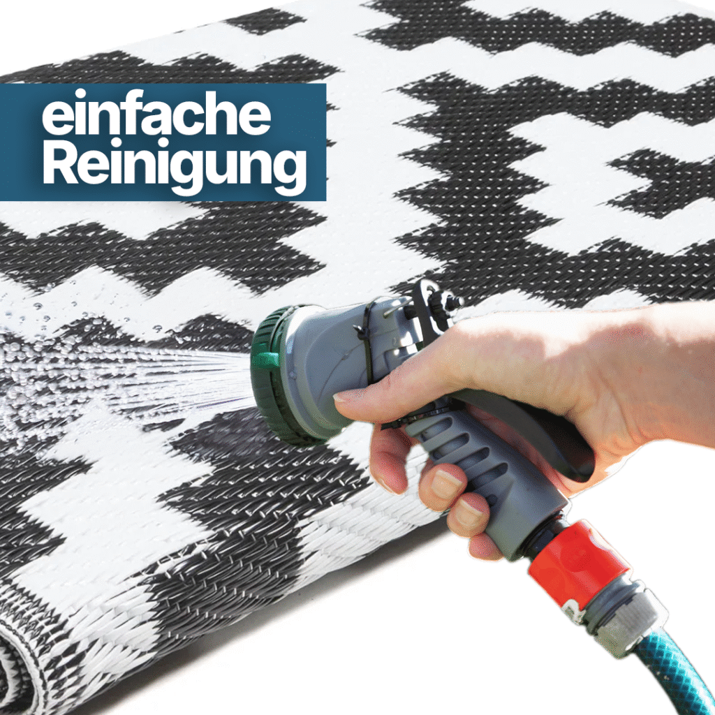 Teppich Ibiza Outdoor Beidseitig Wasserdicht Schwarz Weiß