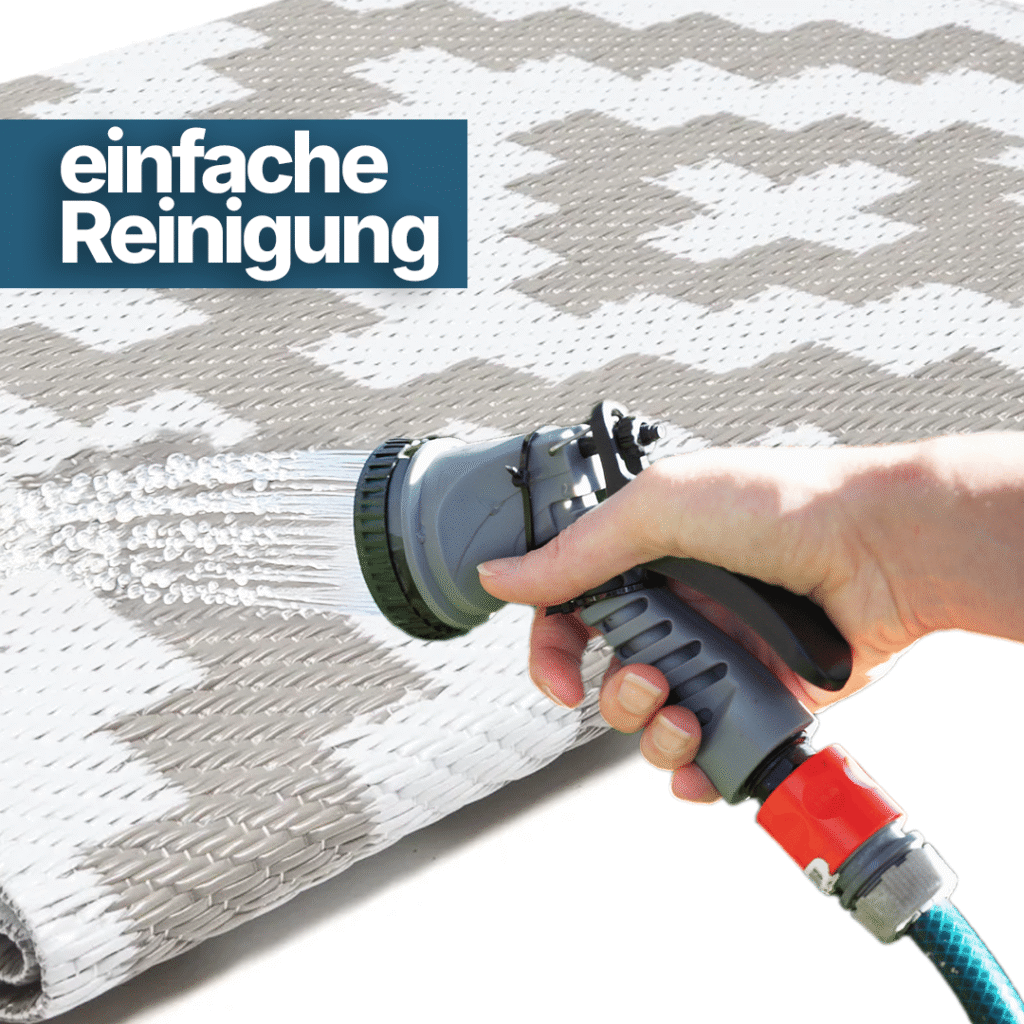Teppich Ibiza Outdoor Beidseitig Wasserdicht Grau Weiß