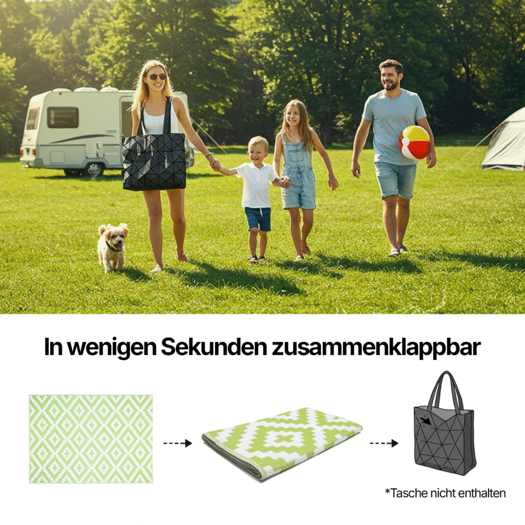 Teppich Ibiza Outdoor Beidseitig Wasserdicht Grün Weiß